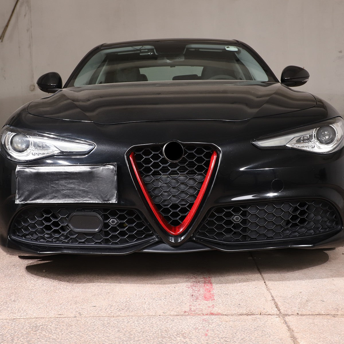 Red Real Carbon Fiber Grille V-Shape Trim Frame For Alfa Romeo Giulia 2017+ US 7
