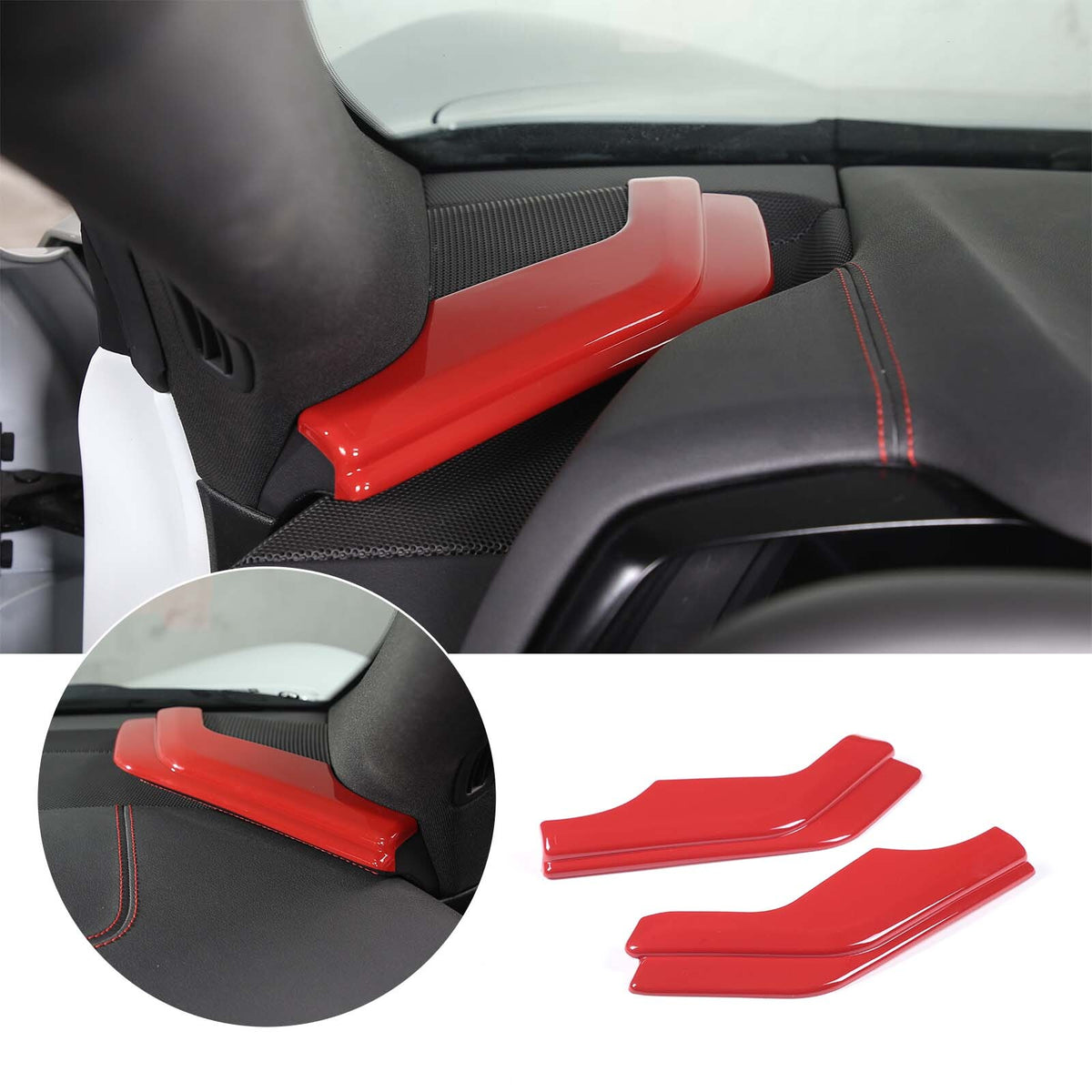 Sport Red ABS Interior Dashboard Side Panel Cover Trim For Corvette C8 2020-2026 3