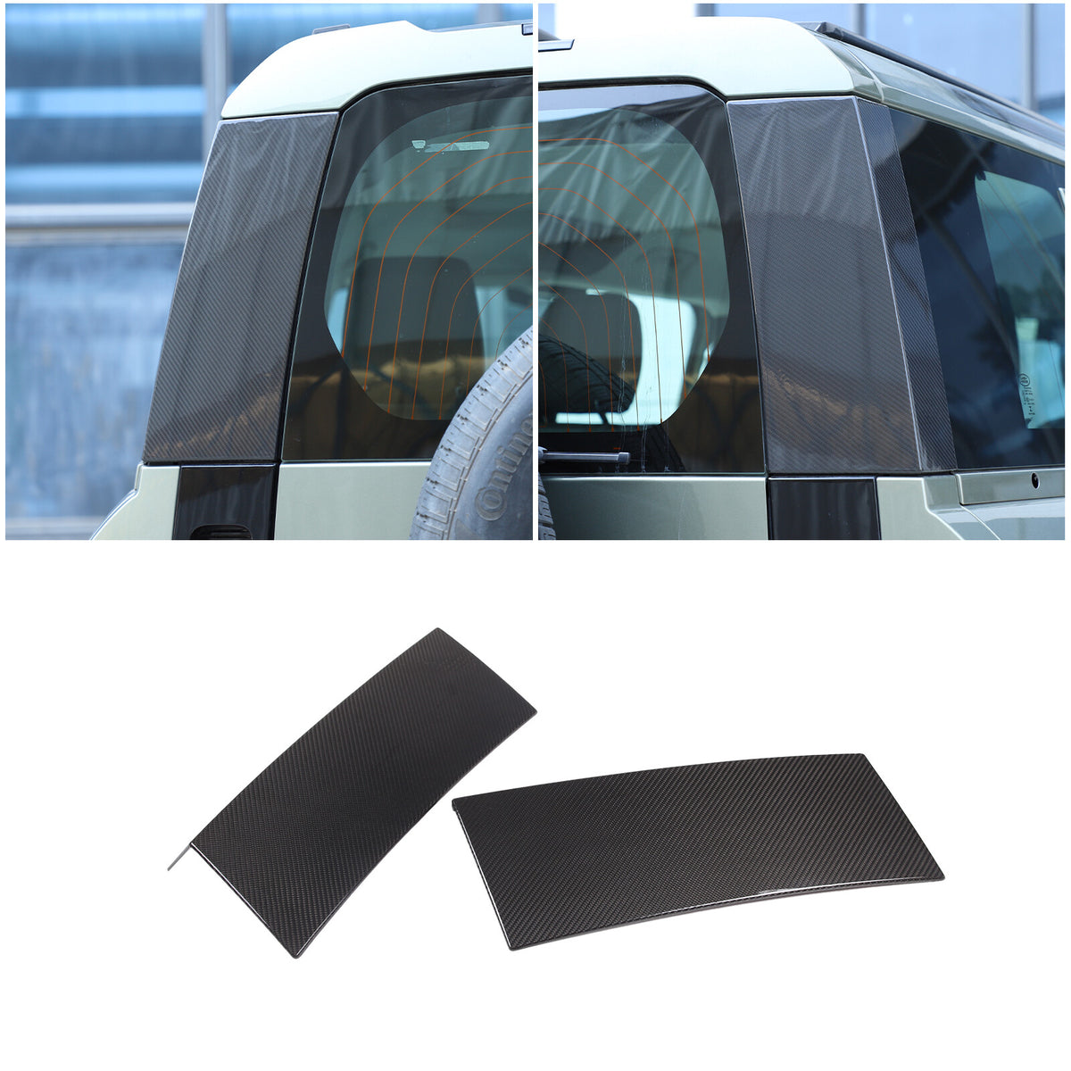 Real Carbon Fiber Rear Tailgate Window Pillar Cover Trim For LR Defender 20-24 1