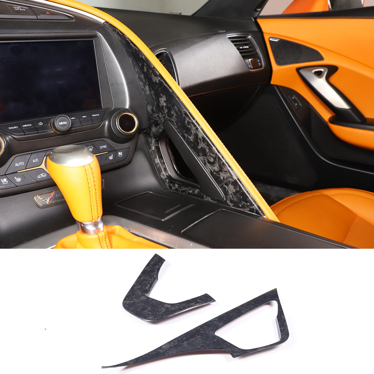 Forged Carbon Fiber Co-pilot center Grab Handle Cover Trim For Corvette C7 14-19 4