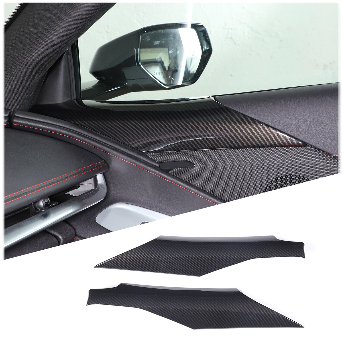6PCS Carbon Fiber Pattern Interior Door Panel Cover Set For Corvette C8 2020-26 9