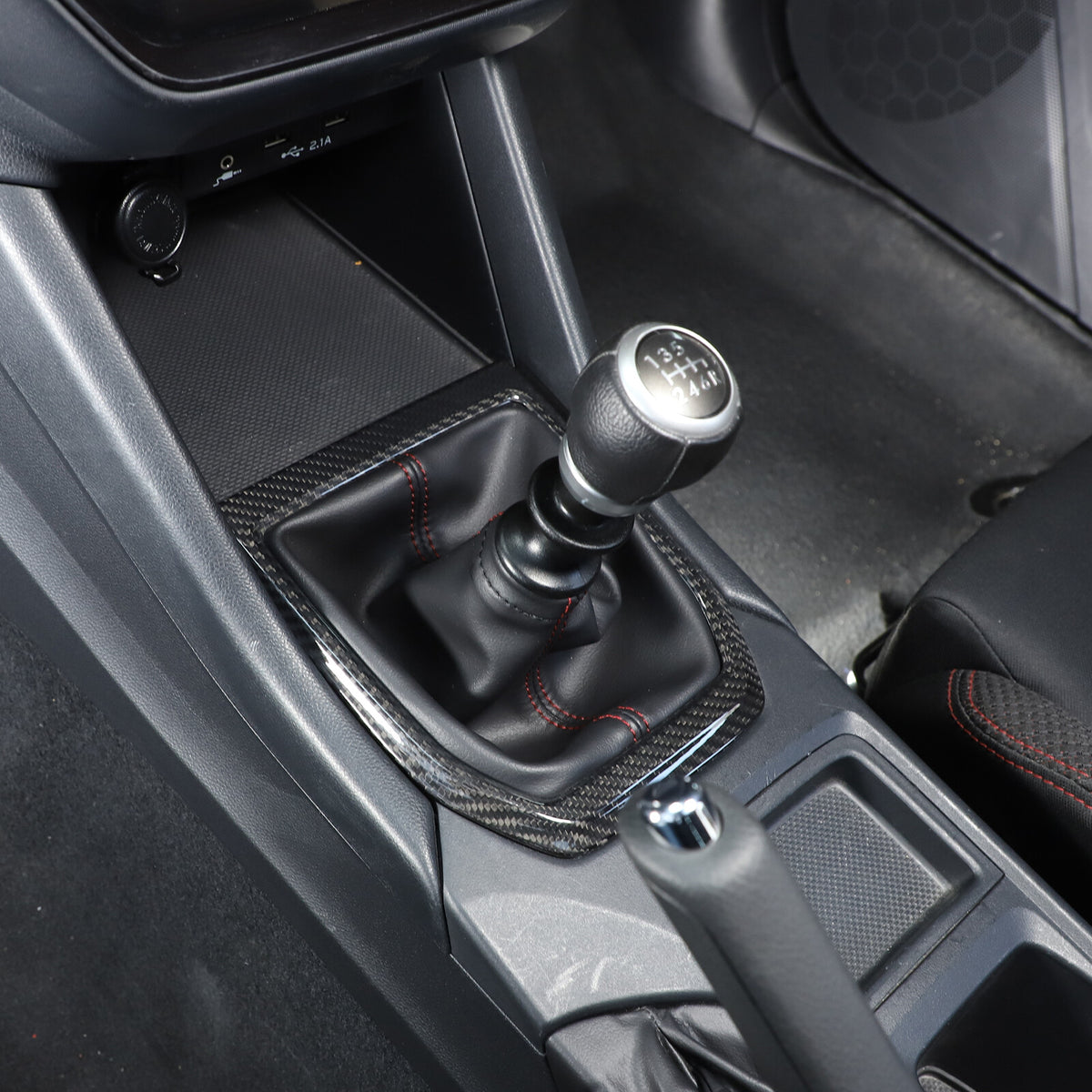 Real Carbon fiber Center Gear Shift Panel trim Cover for Subaru WRX VB MT 22+ 9