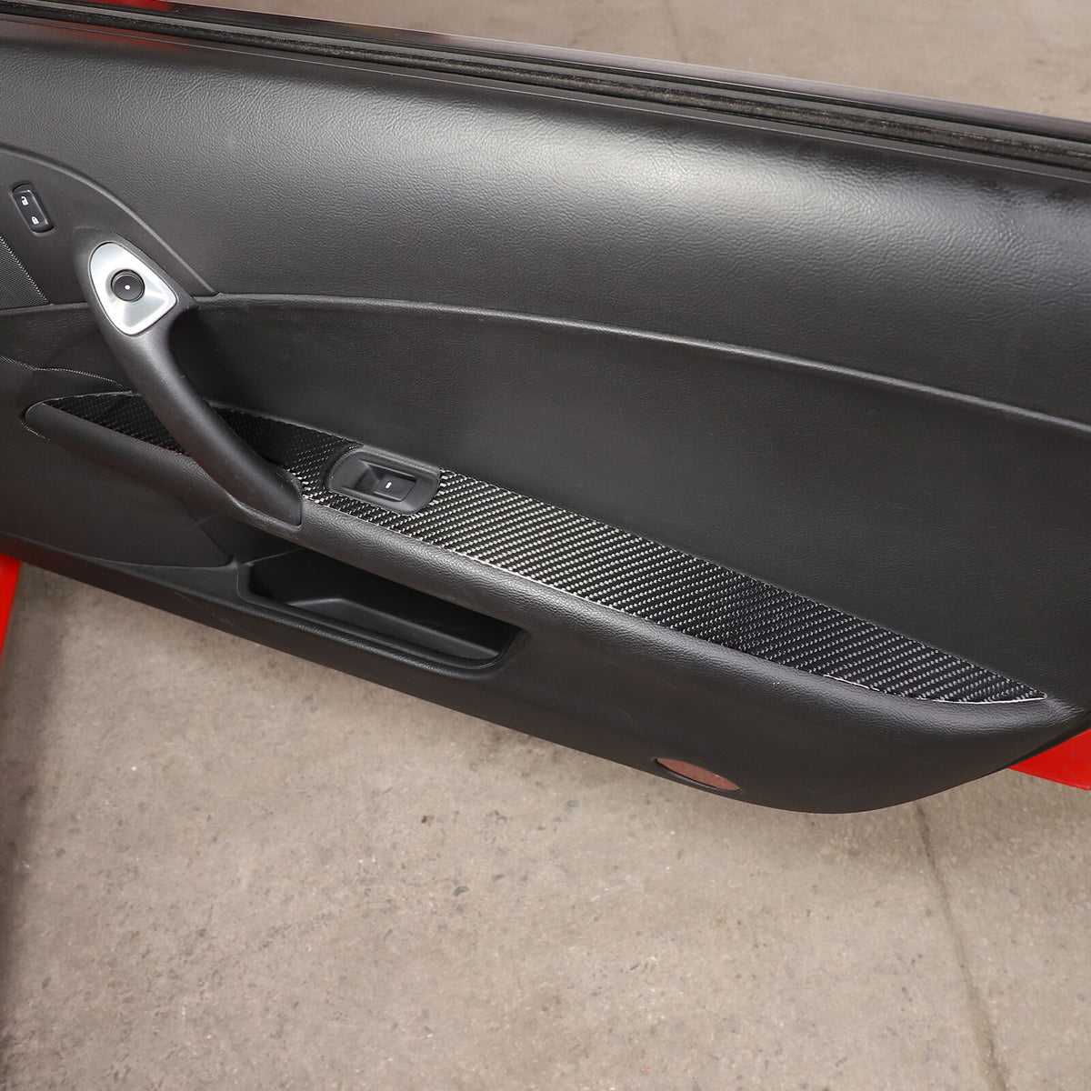 Carbon Fiber soft Door armrest panel Cover sticker Trim For Corvette C6 2005-13 9