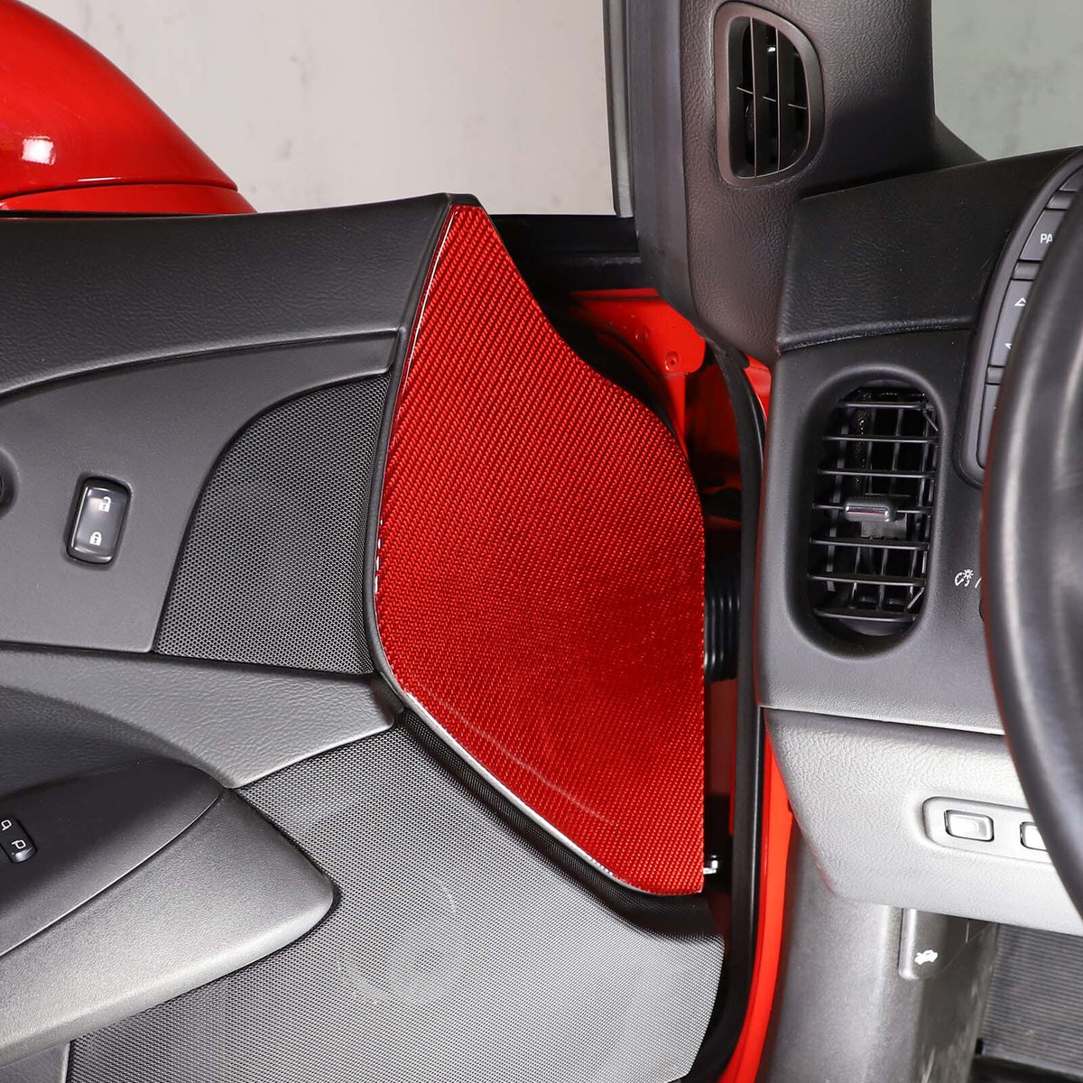 Red Carbon Fiber Door Pad cushion Panel Cover Sticker For Corvette C6 2005-13 4