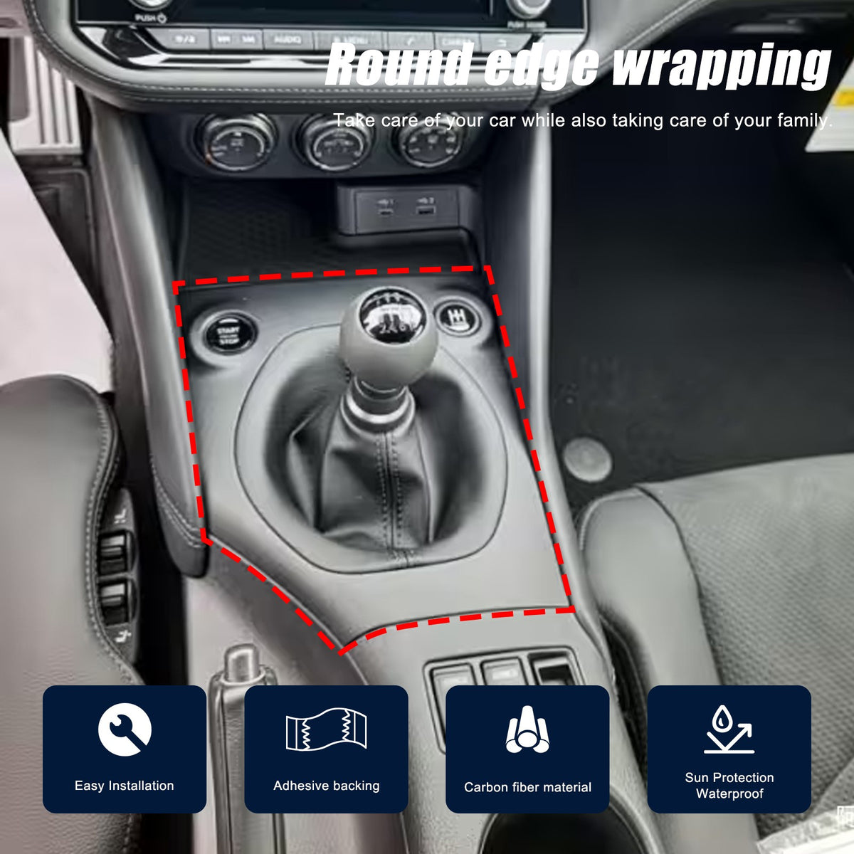 Real Carbon Fiber Center Console Gear Shift Base Trim For Nissan 400Z RZ34 MT 4