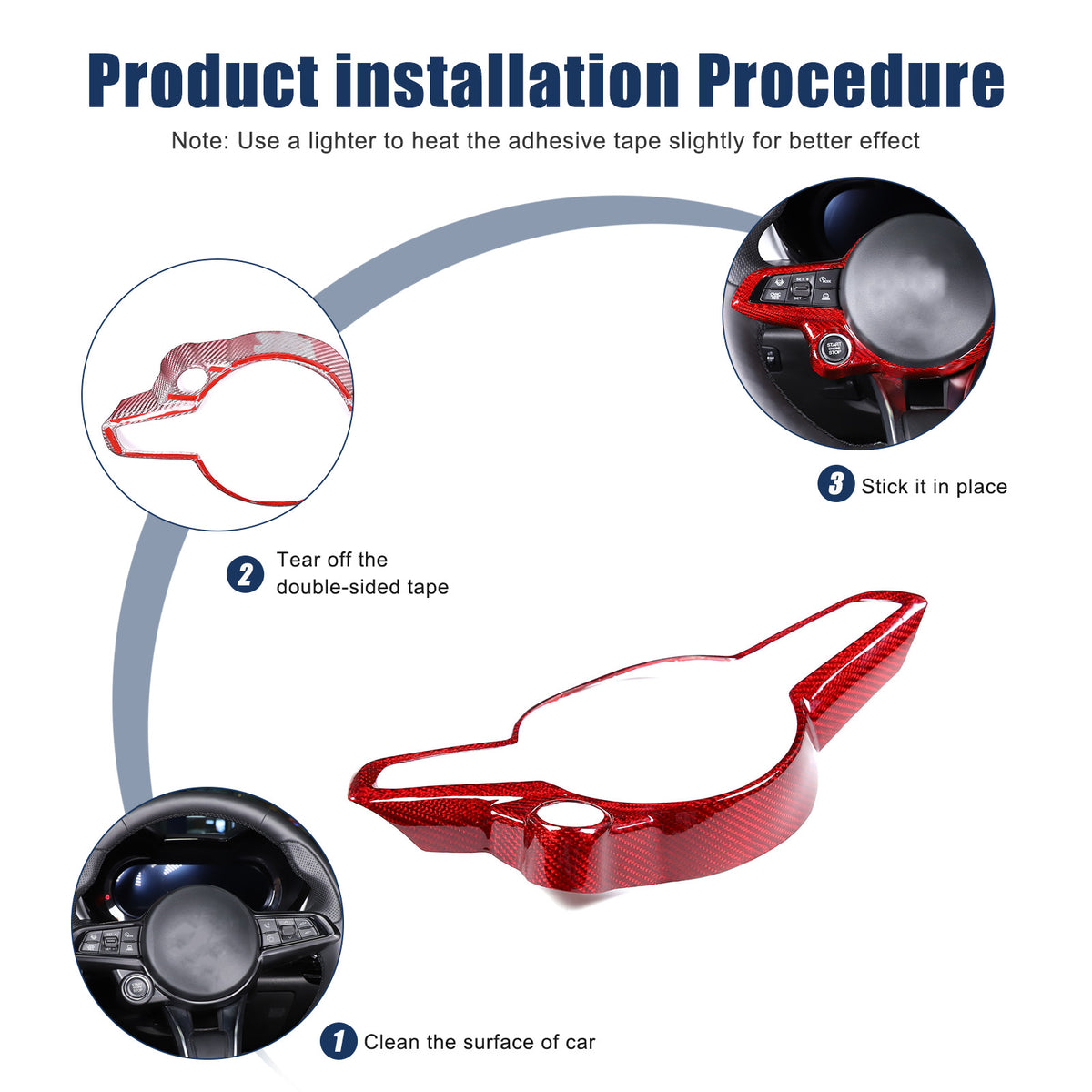 Red Carbon Fiber Steering Wheel Frame Trim For Alfa Romeo Giulia/Stelvio 2020 13