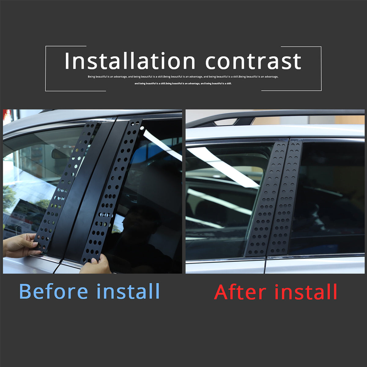 Black Window B pillar Post Protector Cover Trim For Subaru Forester 2019-2024 13