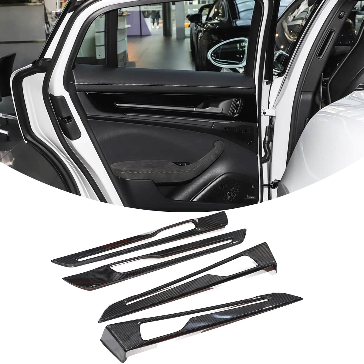 Real Carbon Fiber Interior Inner Door Panel Trim For Porsche Panamera 976 2024+ 8