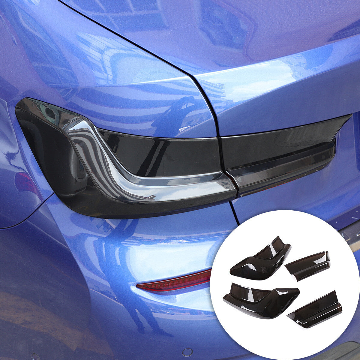 ABS Smoked Black Tail Light Lamp Cover Guard Trim For BMW 3 Series 20-22 9