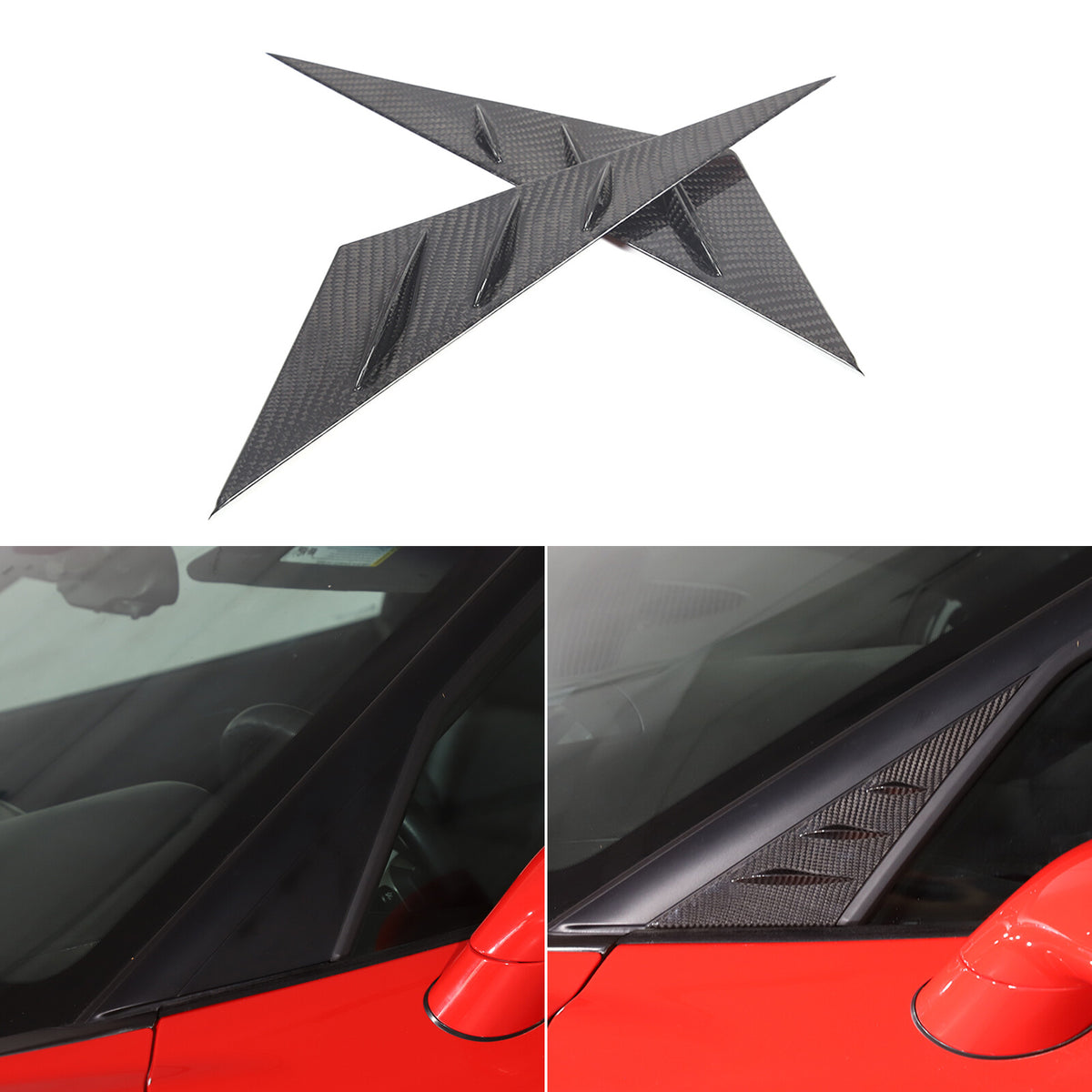 Real Carbon Fiber Window Triangle A-Pillar Cover Trim For Corvette C6 2005-13 21