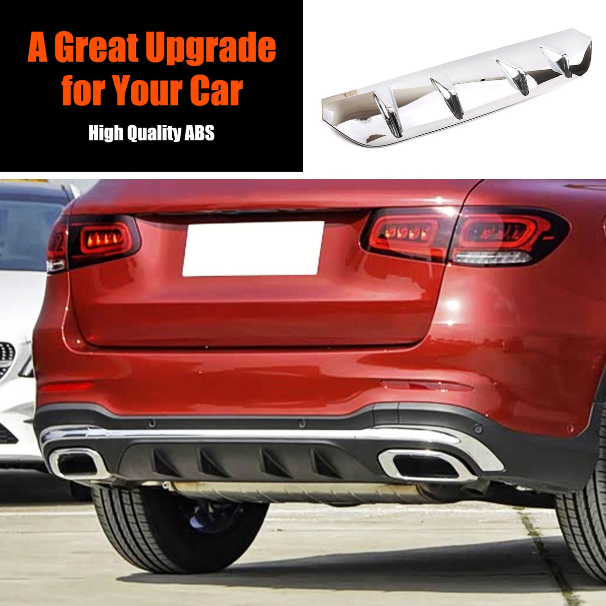 Glossy Silver ABS Rear Bumper Skid Plate For Mercedes-Benz GLC X253 2020-2021 3