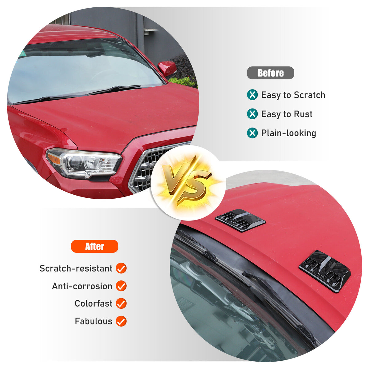 Glossy Black Hood Engine Air Vent Cover Trim For Toyota Tacoma 2015-2022 US 19