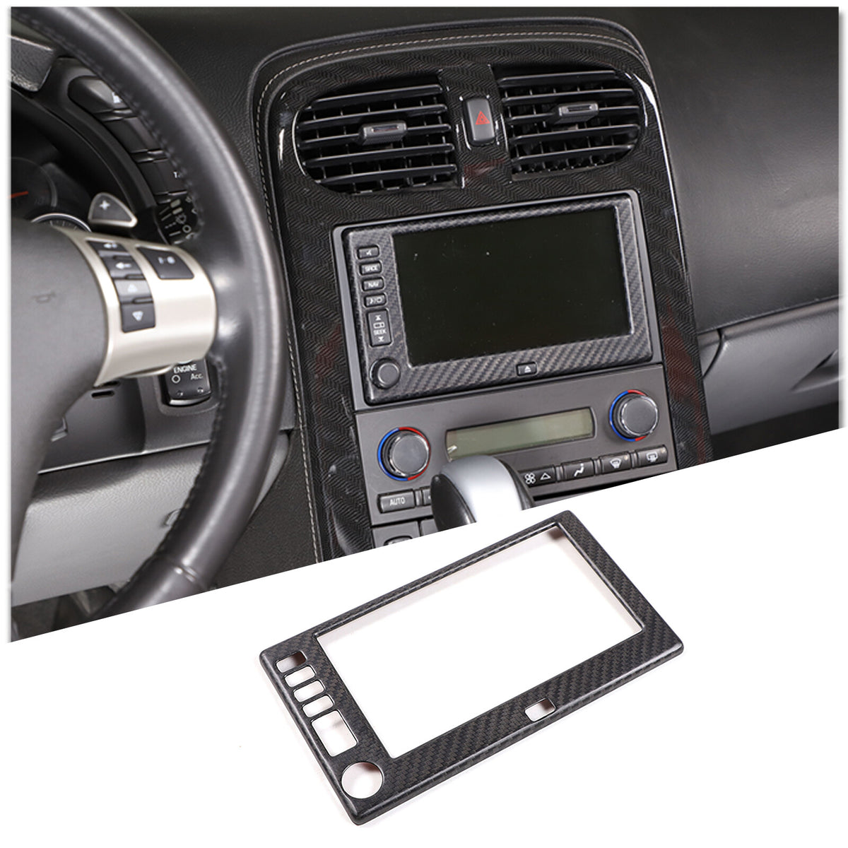 Matte Carbon Fiber Center Navigation Screen Trim Cover For Corvette C6 2005-13 20