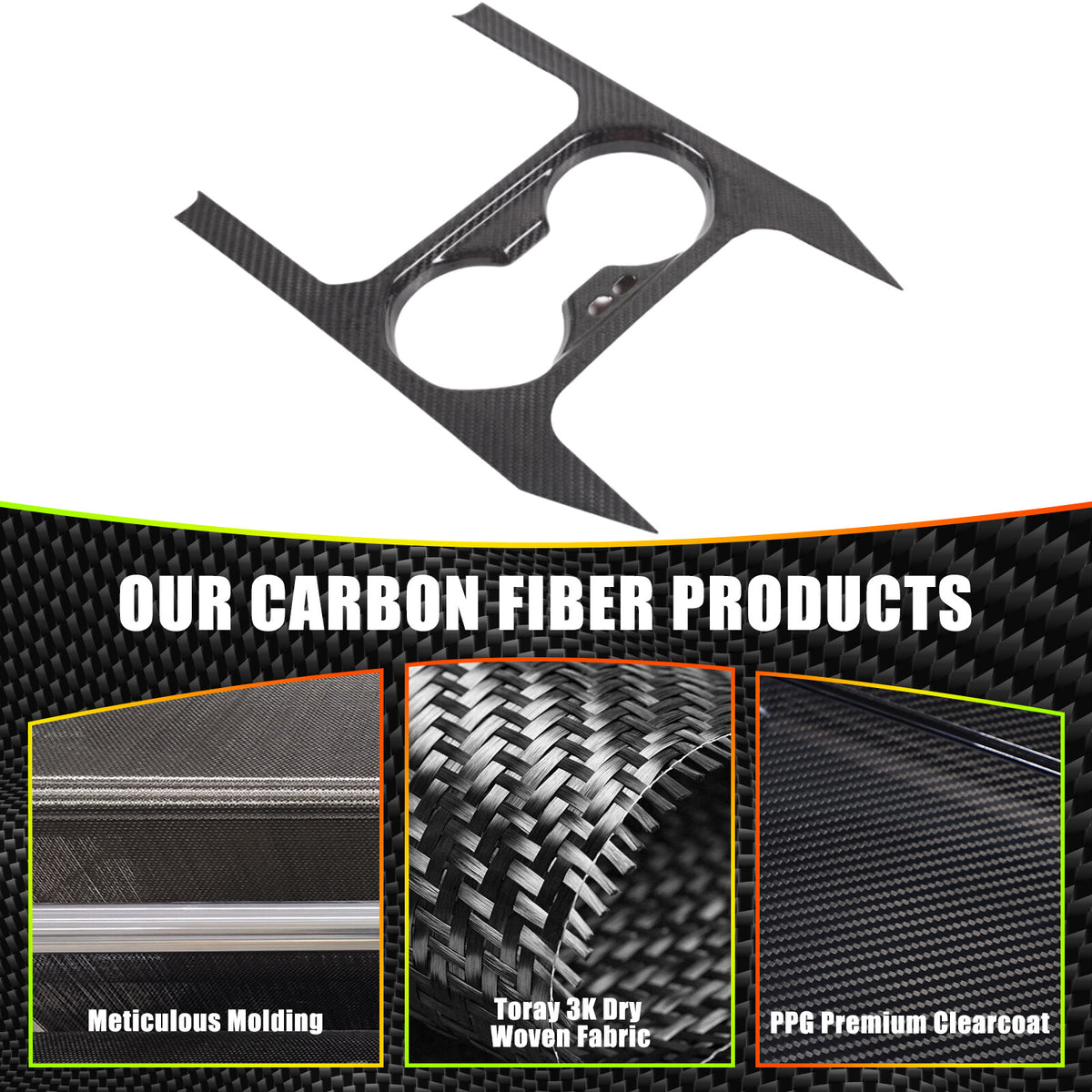 Real Carbon Fiber Center Water Cup Holder Cover Trim For BMW 5 Series G60 i5 24+ 10