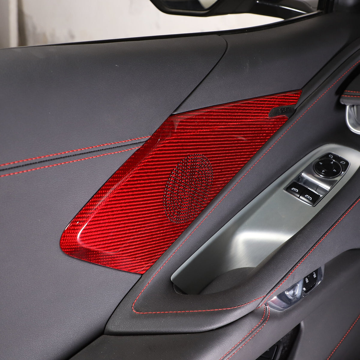 Red Real Carbon Fiber Full Interior Set Decor Trim Kit for Corvette C8 20-25 - Styles 51-55 68
