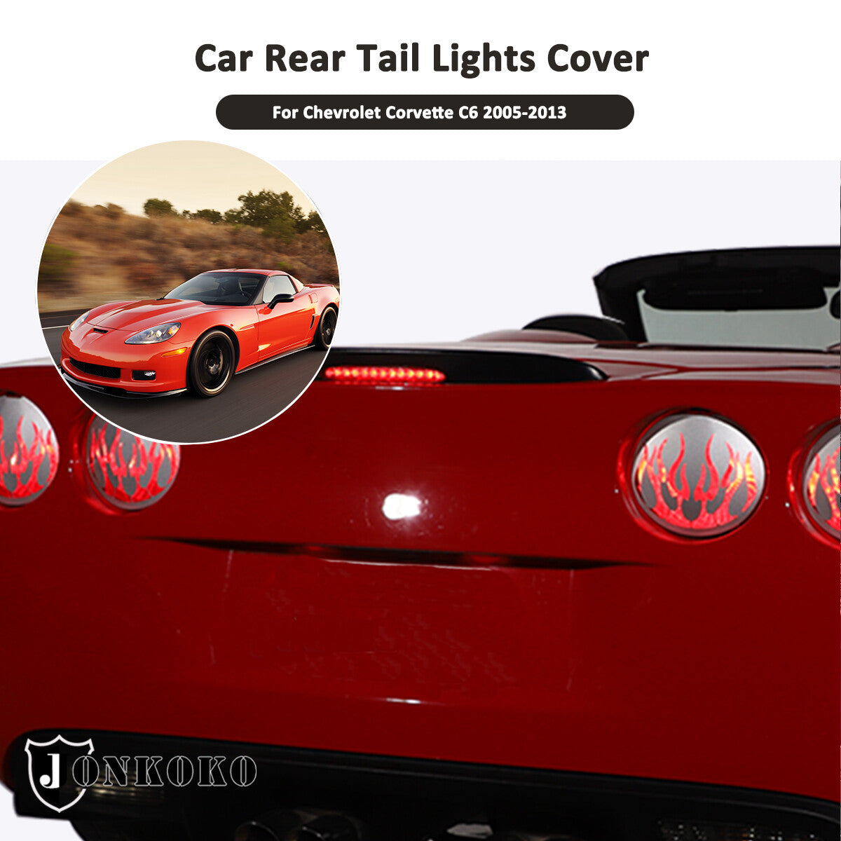 Silver Flame Steel Rear Tail Light Grille Cover for Corvette C6 GS/Z0/ZR1 05-13 6