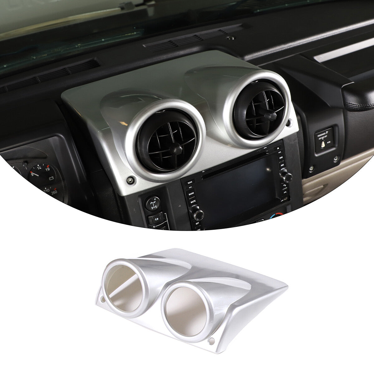For Hummer H2 03-09 Dashboard Center Air Vent Panel Cover Trim Silver 3