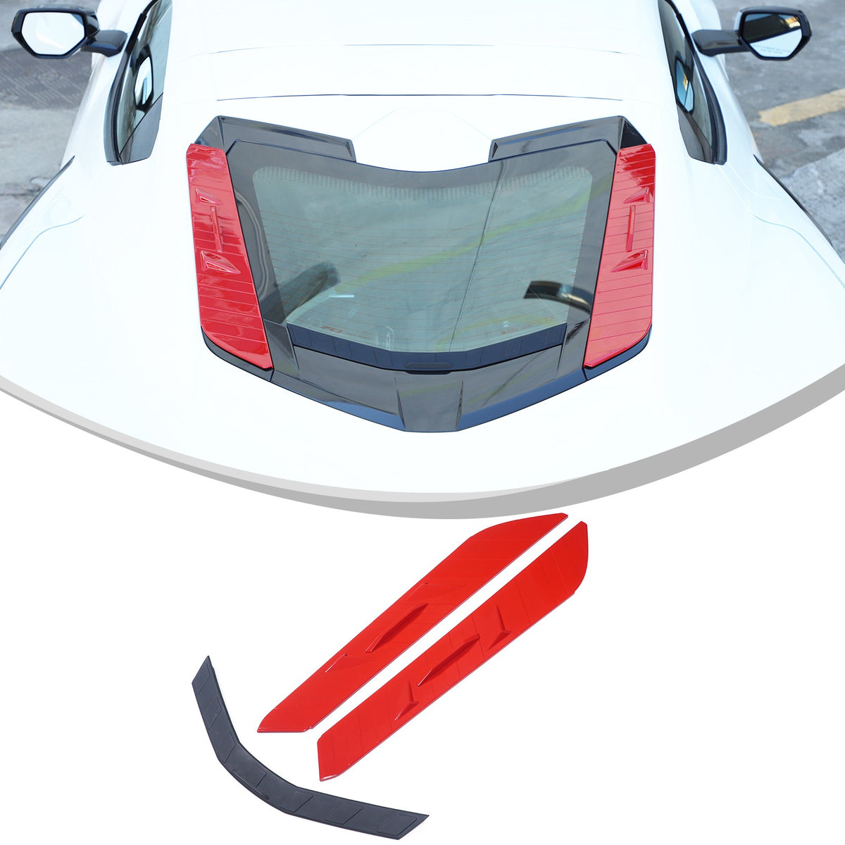 ABS Sport Red Rear Hood Wash Waterproof Cover For Corvette C8 2020+ 2