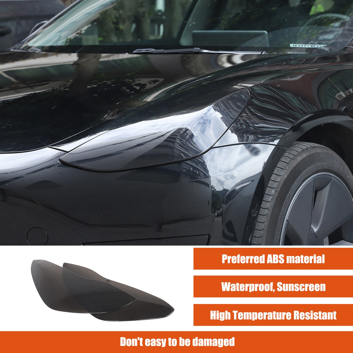 Transparent Gray Smoked Front Headlight Trim Cover For Tesla Model 3/Y 17-22 US 16