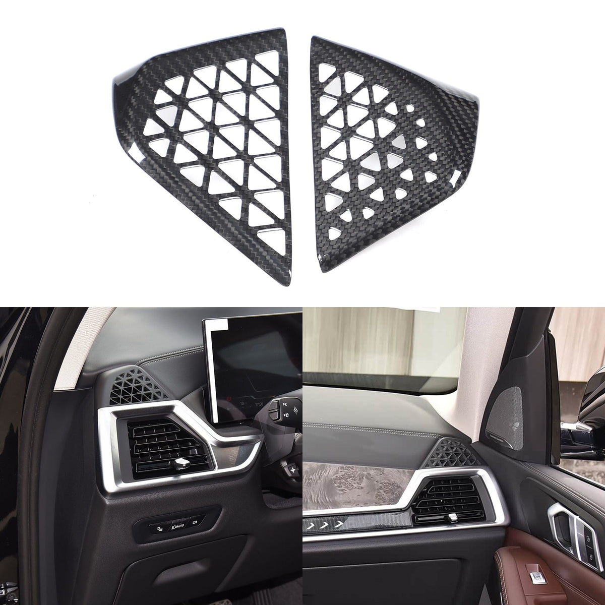 Real Carbon Fiber Dashboard Vent Trim Frame For BMW X5 G05 X6 G06 X7 G07 2023+ 2