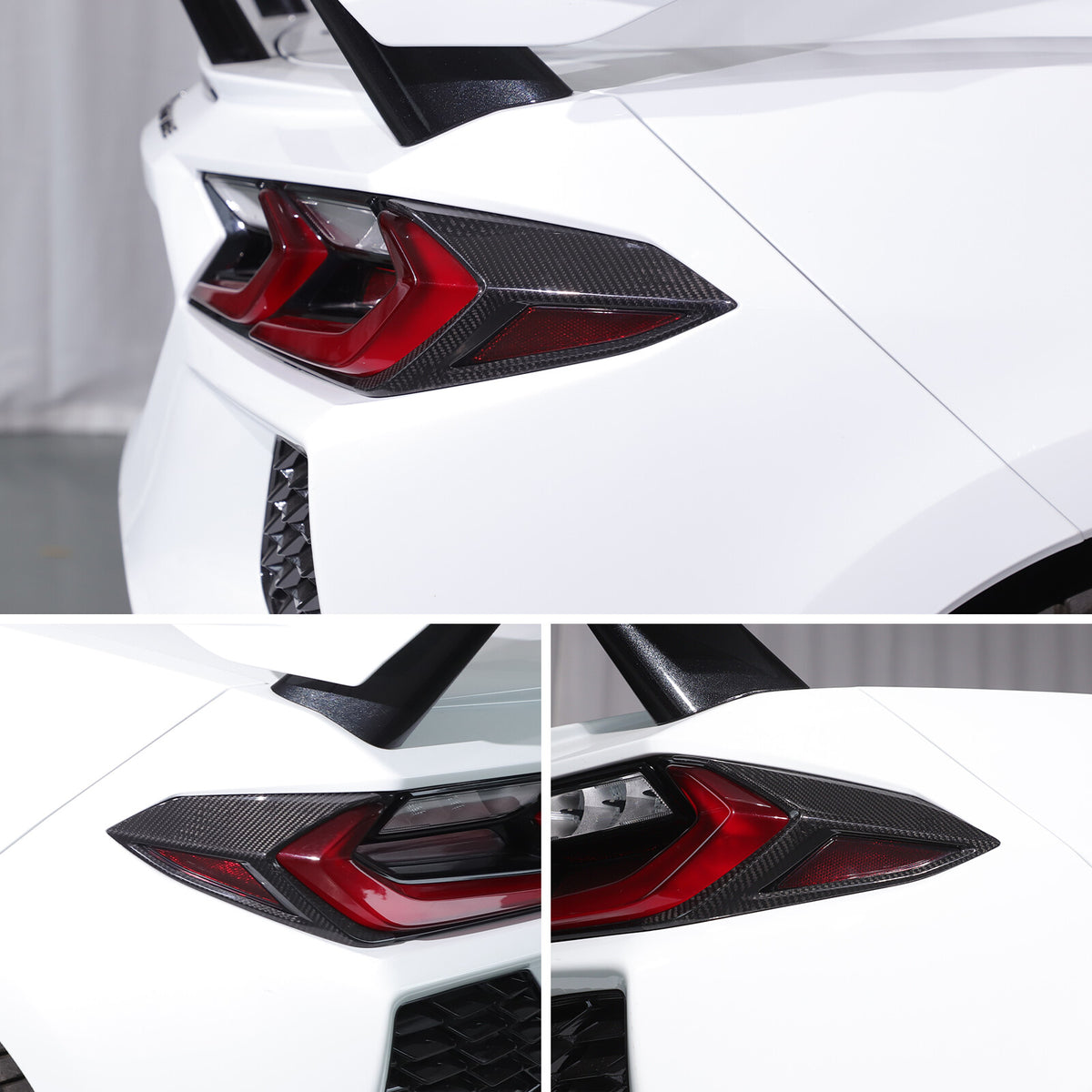 Real Carbon Fiber Rear Taillight Side Trim Cover for Corvette C8 2020+ US 5