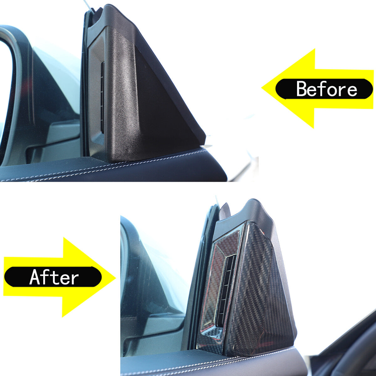 Real carbon fiber For Maserati Ghibli 2014-2022 Inner A-pillar horn cover trim 4