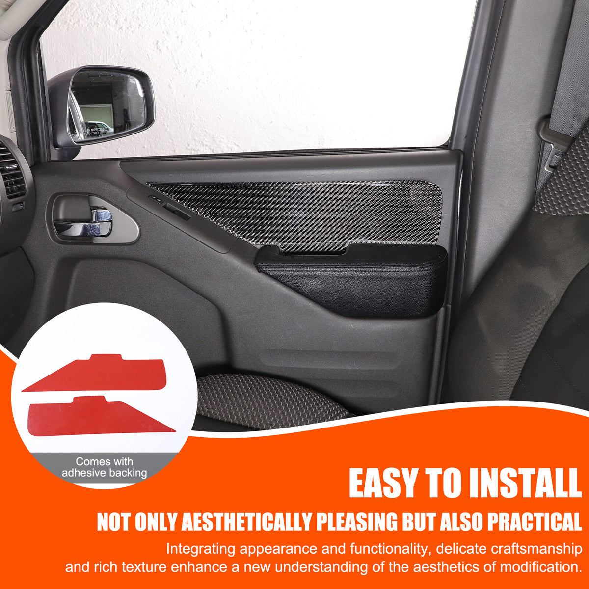 Carbon Fiber Door Armrest Side Panel Trim Sticker For Nissan Frontier 2005-2021 5