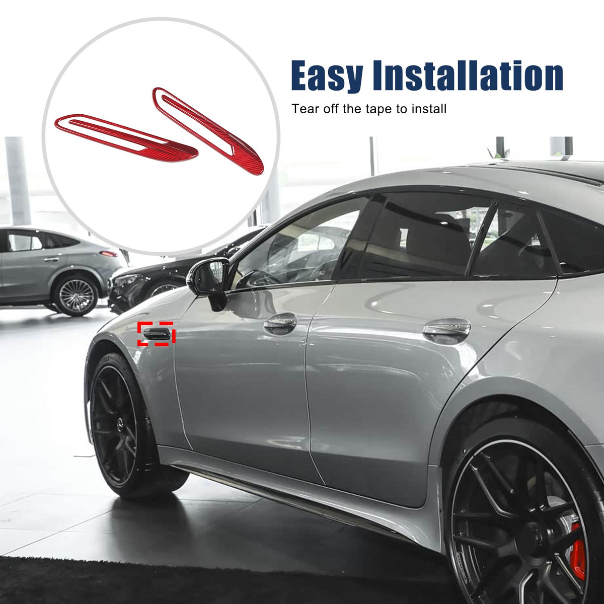 Red Real Carbon Fiber Side Fender Air Vent Trim For Benz AMG GT50/GT63 2019+ 16