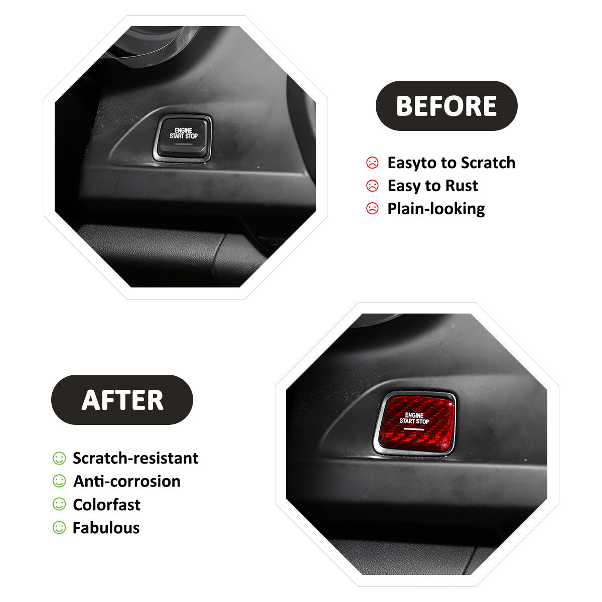 Red Real Carbon Fiber Interior Center Full Trim Set Kit For Corvette C7 2014-19 - Variants 11-13 26