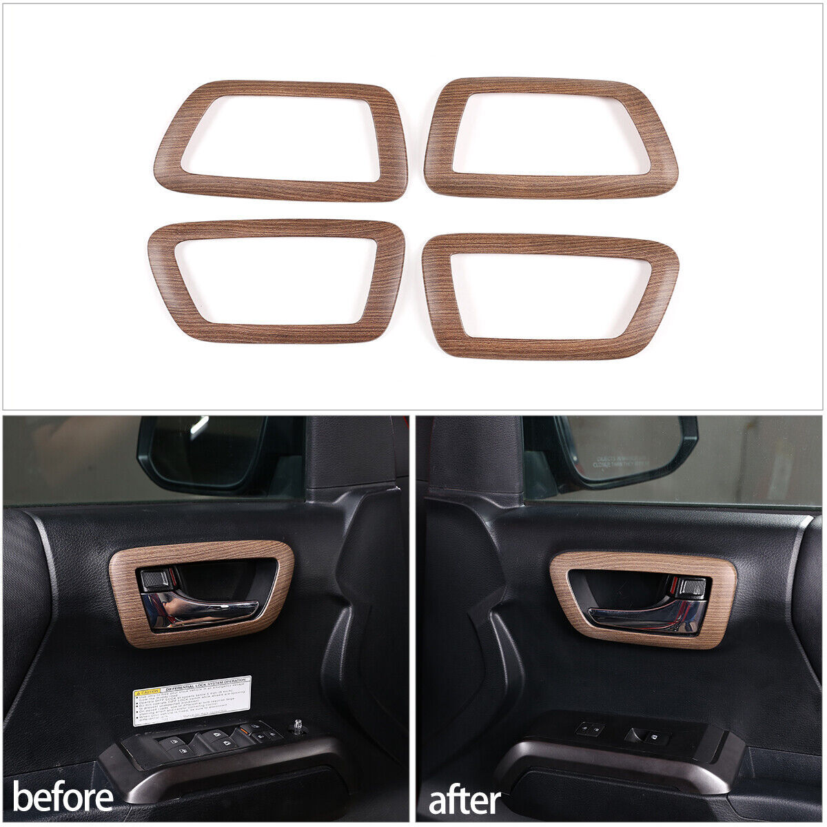 Wood Grain Interior Whole Set Panel Cover Trim Kit For Toyota Tacoma 2016-23 3