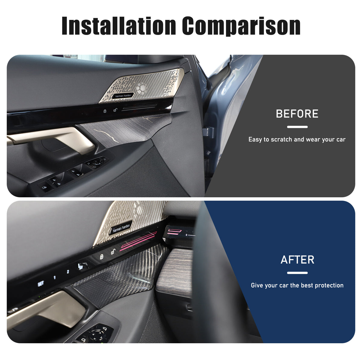Real Carbon Fiber Interior Door Handle Cover Trim For BMW 5 Series G60 i5 2024+ 14
