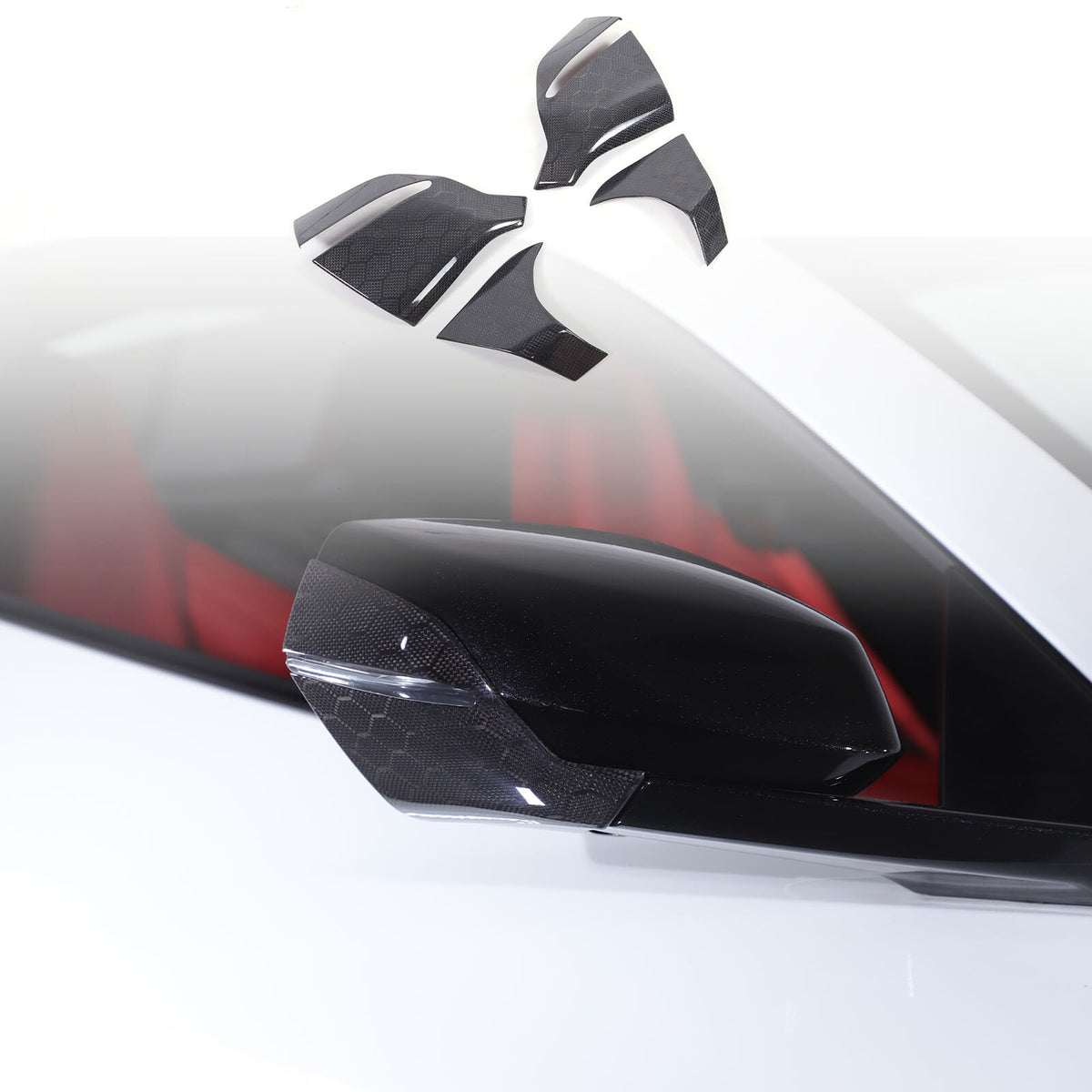 Honeycomb Carbon Fiber Rearview Mirror Base Cover Trim For Corvette C8 2020-2026 1