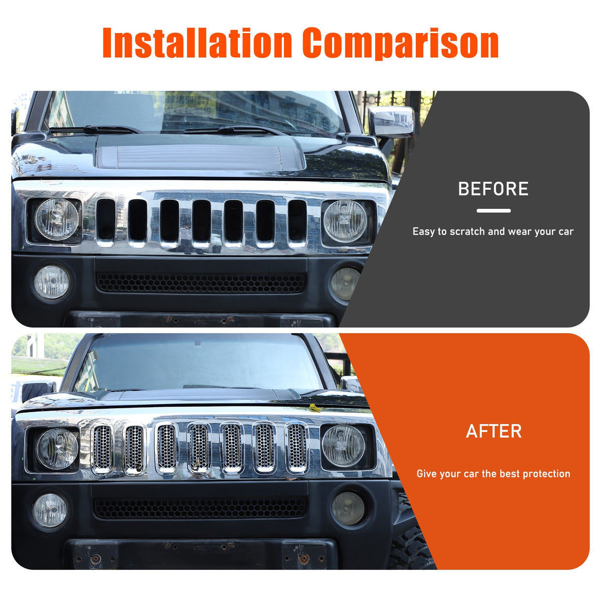 ABS Silver Front Grille Insect Screen Cover For Hummer H3 2005-2009 22