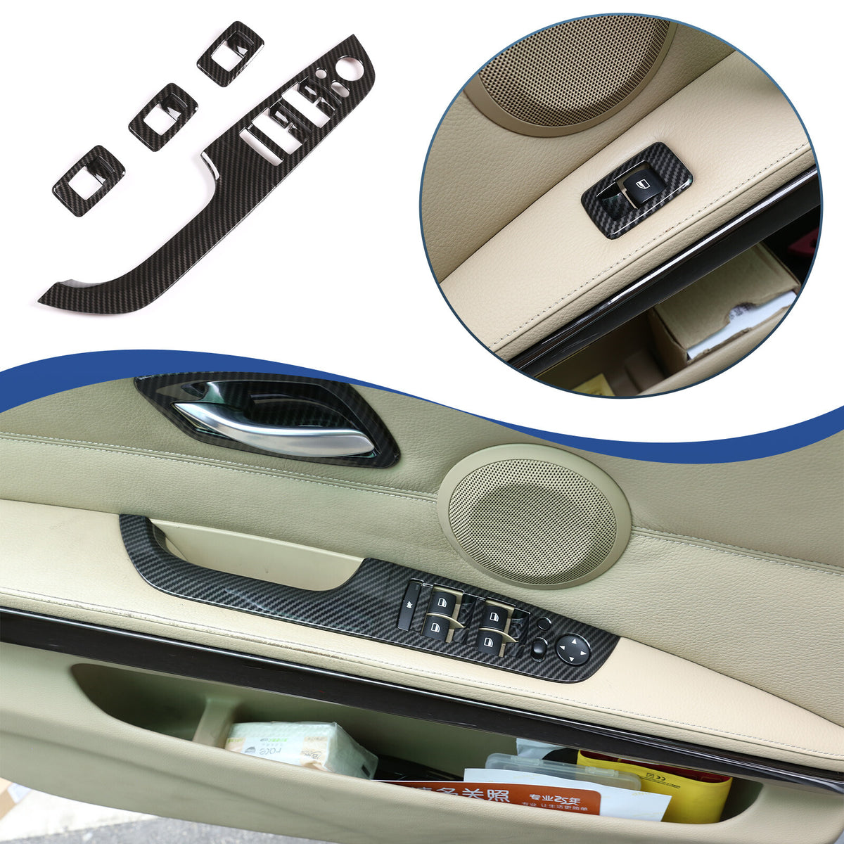 Carbon Fiber ABS Interior Decoration Cover Trim Kit For BMW 3 Series E90 2005-12 - Variants 6-10 44
