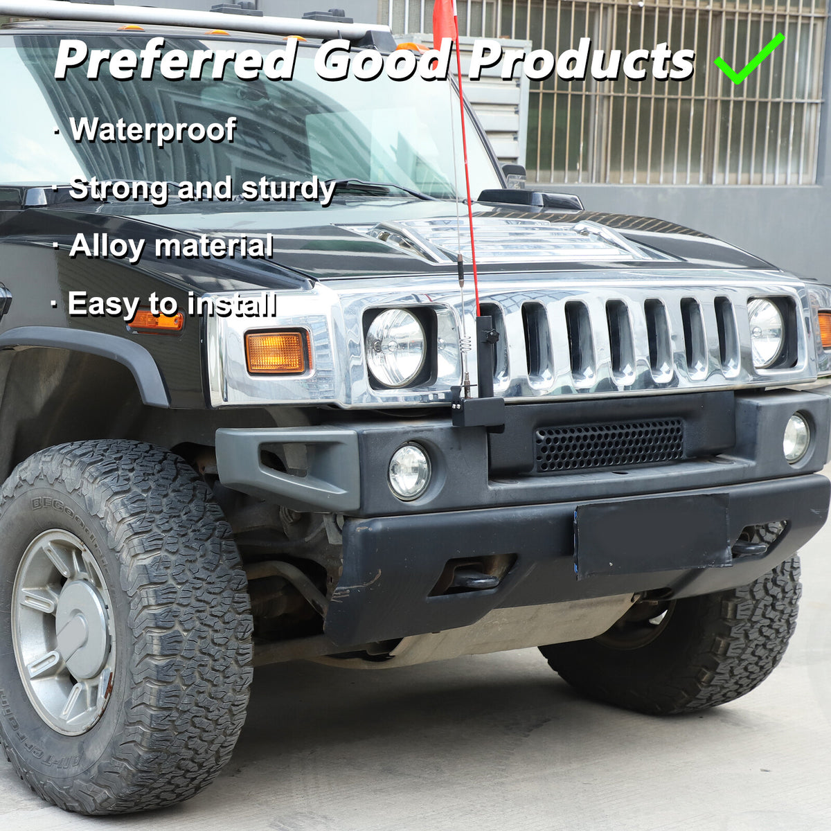 Front Bumper Flagpole Holder Antenna Mount Bracket For Hummer H2 2003-2009 1