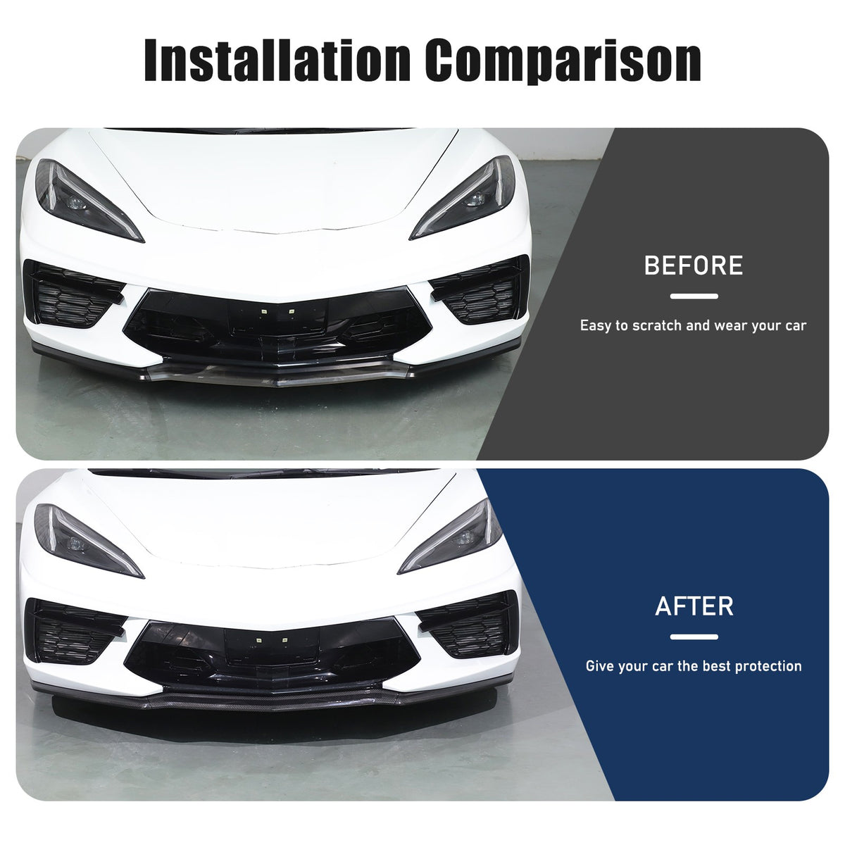 Real Carbon Fiber Front Bumper Lip Splitter For 20-26 Corvette C8 Z51 Stingray 13