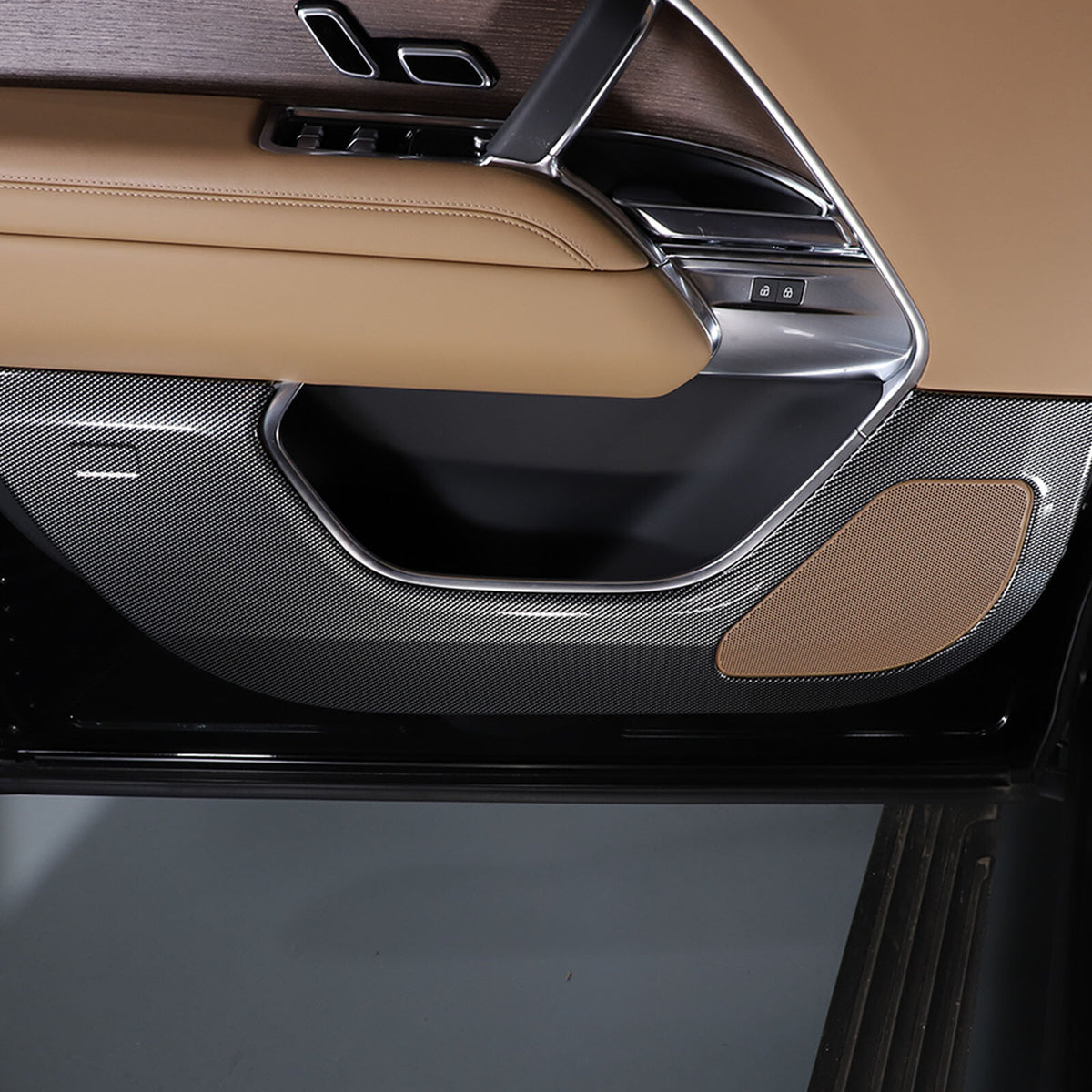 ABS Carbon Fiber Door Anti-kick Panel Trim For LR Range Rover Vogue 2023-2024 9