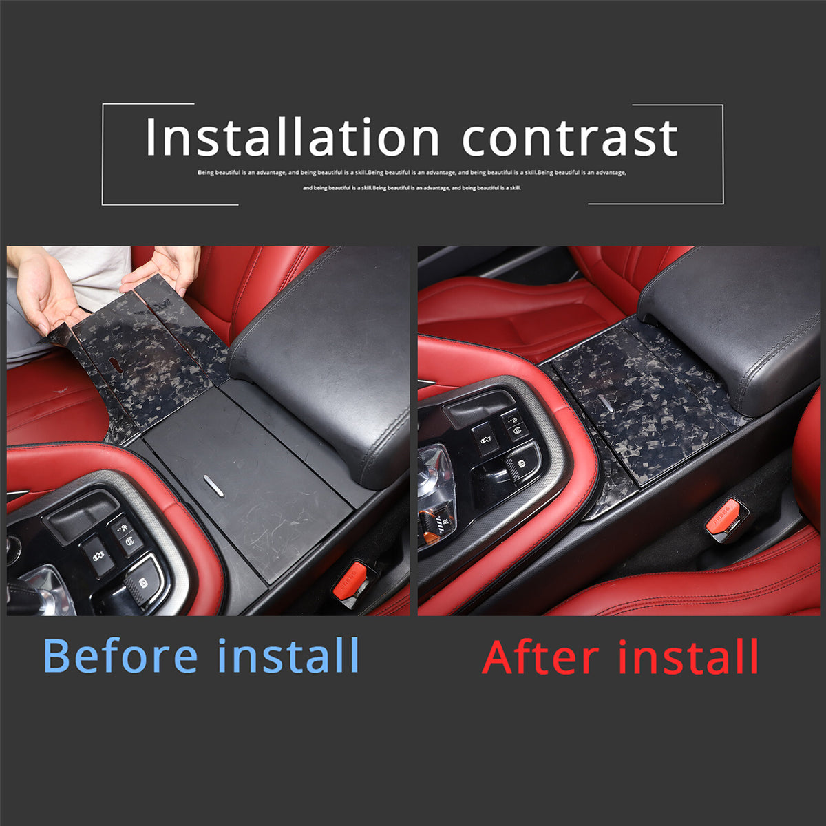 Forged Carbon Fiber Center Cup Holder Panel Trim For Jaguar F-TYPE 2013-2024 4