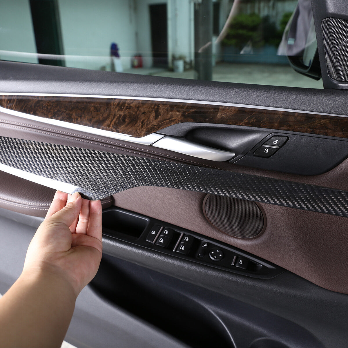 Real Carbon Fiber Interior Door Panel Decor Trim For BMW X5 F15 2014-2018 US 15