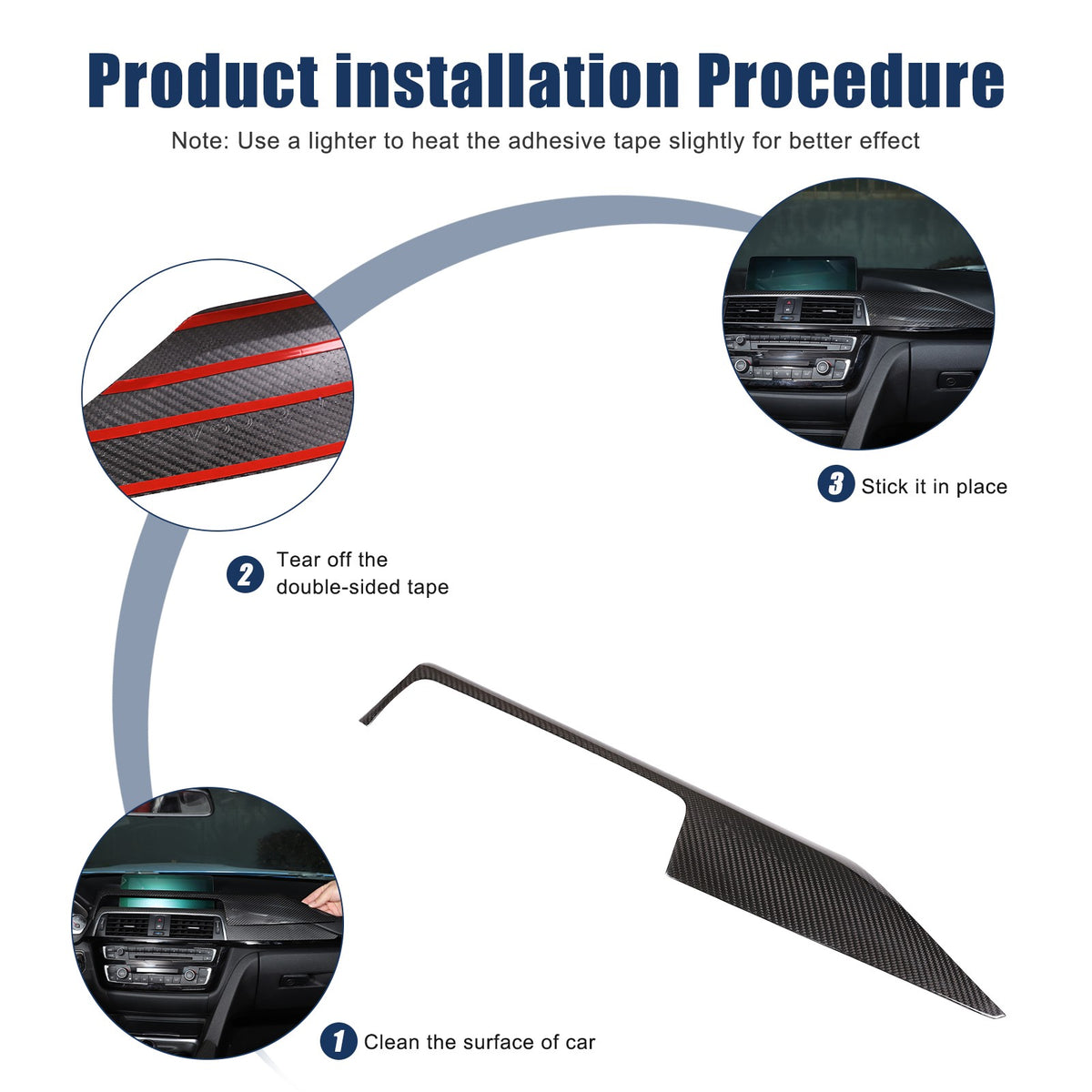 Real Carbon Fiber Central Console Dashboard Trim For BMW M3 M4 F80 F82 2014-2019 24