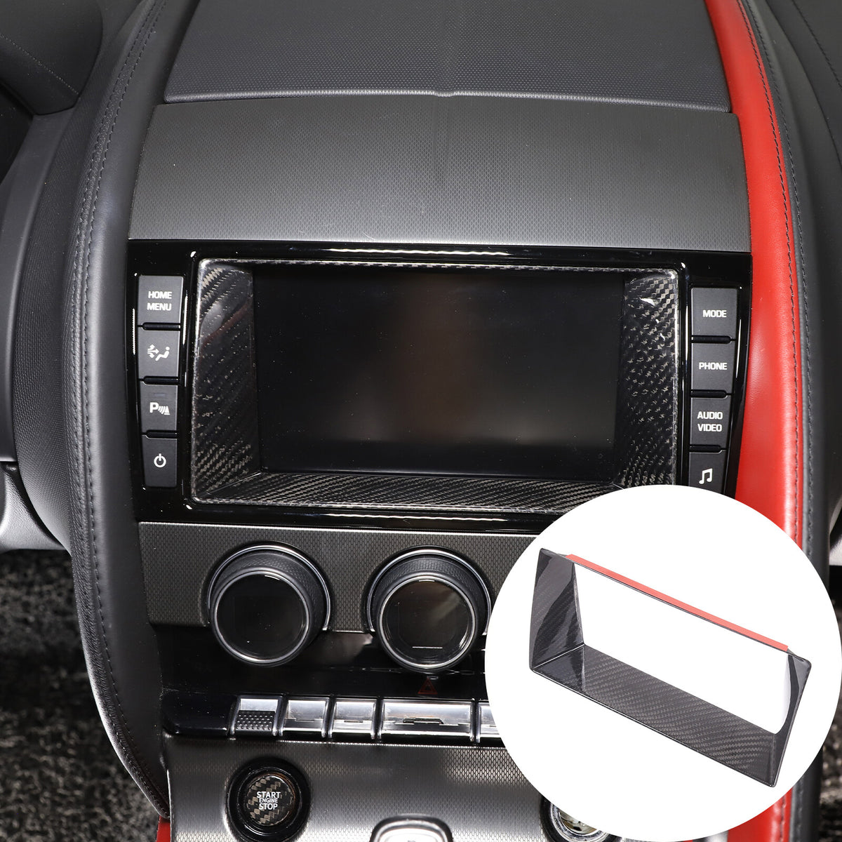 Real Carbon Fiber Touch Display Navigation Screen Cover For Jaguar F-TYPE 13-18 20