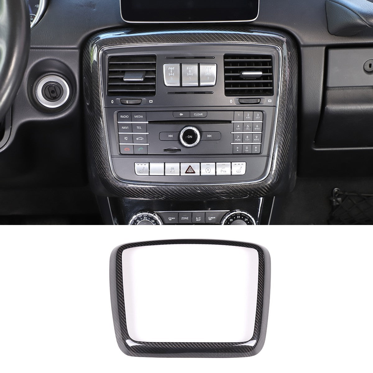 Real Carbon Fiber Center CD Panel Decorative Frame For Benz G-Class 2012-2018 1