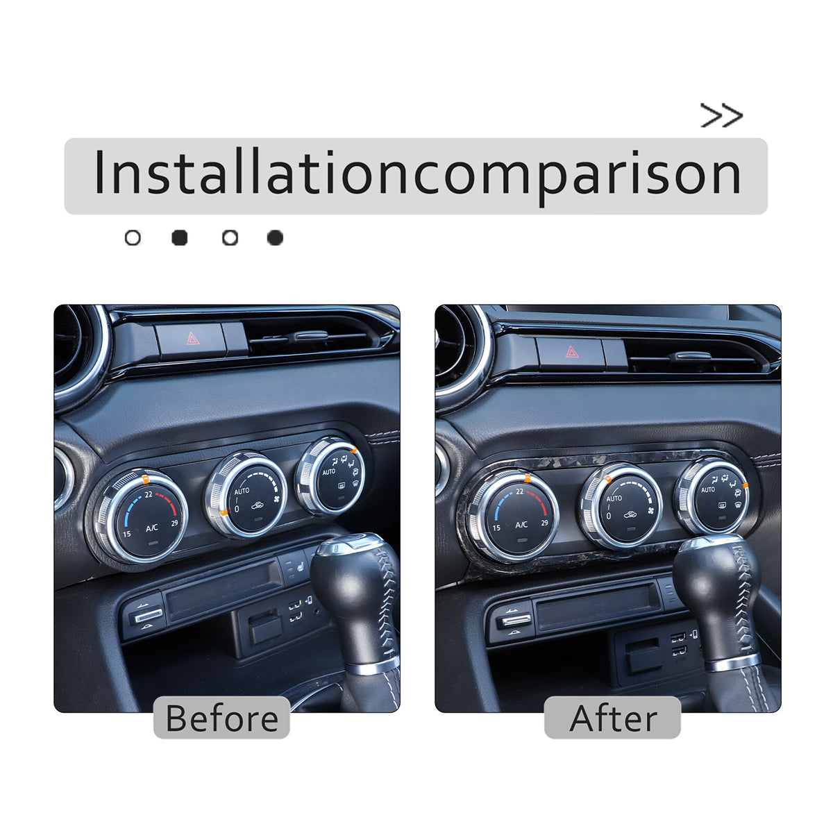 Forged Carbon Fiber Interior Air conditioning knob frame Trim For Mazda MX-5 16+ 17