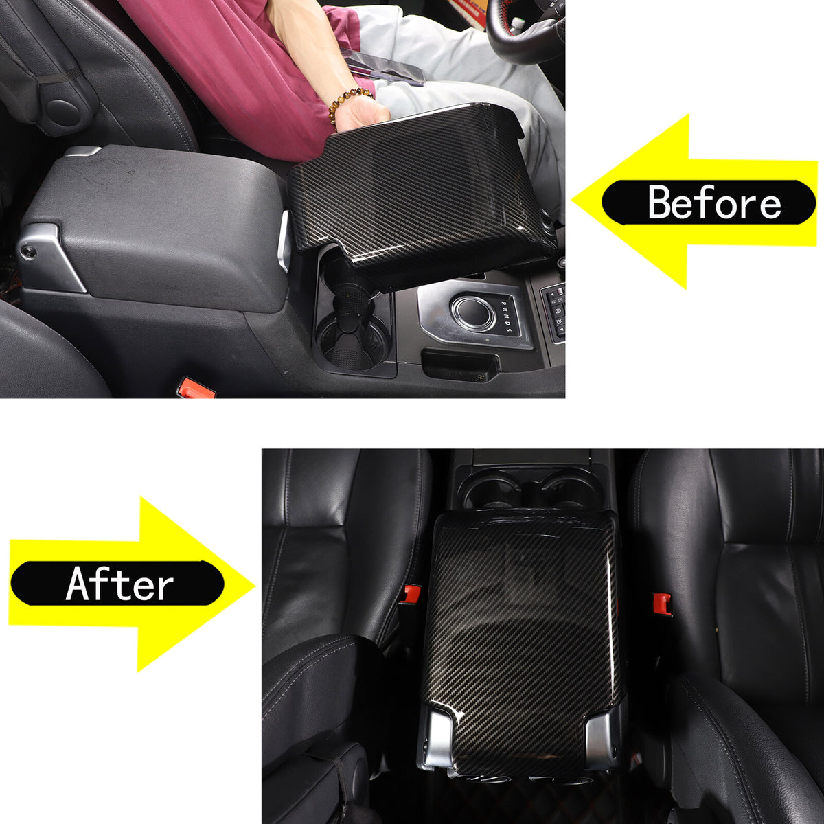 ABS Carbon Fiber Center Console Armrest Box Cover For LR Discovery 3/4 04-16 3