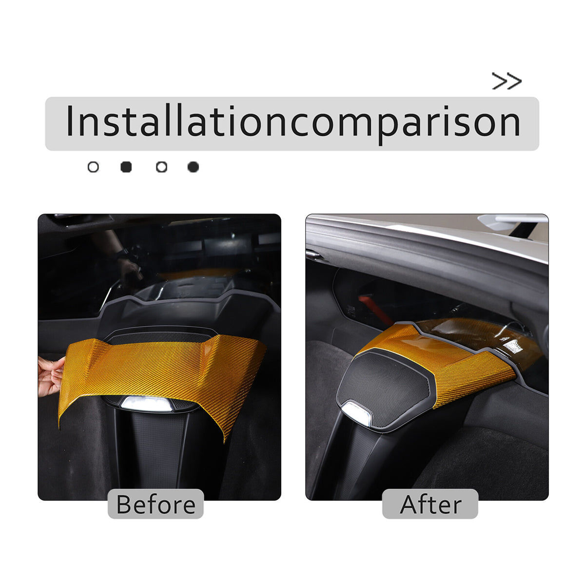 Yellow Carbon Fiber Rear Speaker Top Upper Cover Trim For Corvette C8 Coupe 2026 24