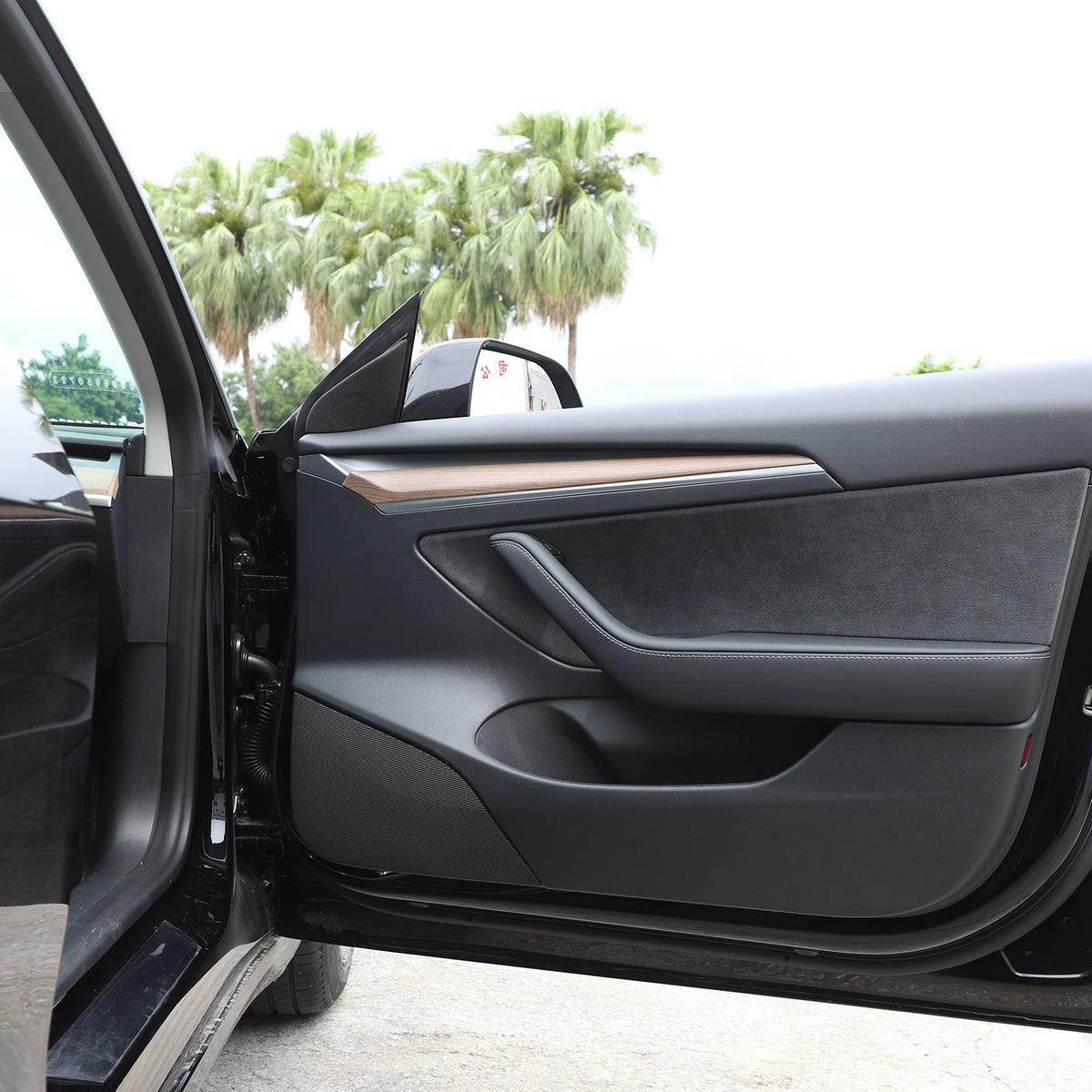 Pear Wood Grain ABS Interior Door Panel Trim For Tesla Model 3/Y 2021-2022 7