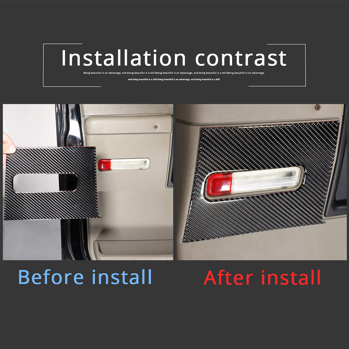 Carbon fiber Door Welcome Lights Panel Trim Sticker For Hummer H2 03-07 5