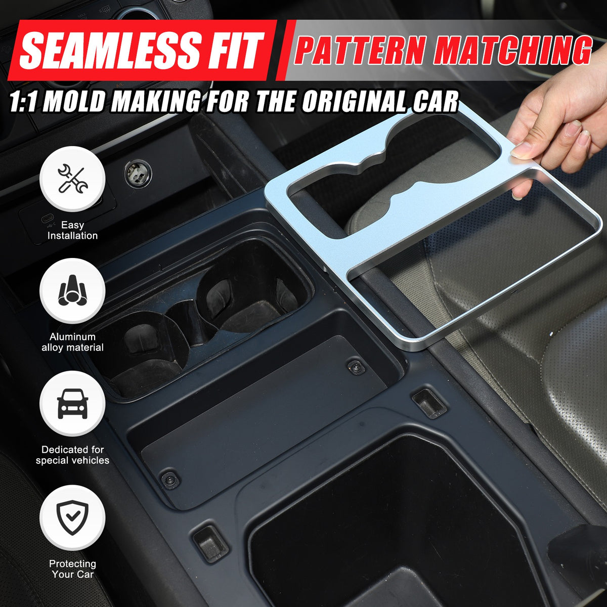Silver Aluminum Cup Holder Elevation Pad Trim For LR Defender L663 2020-2021 16