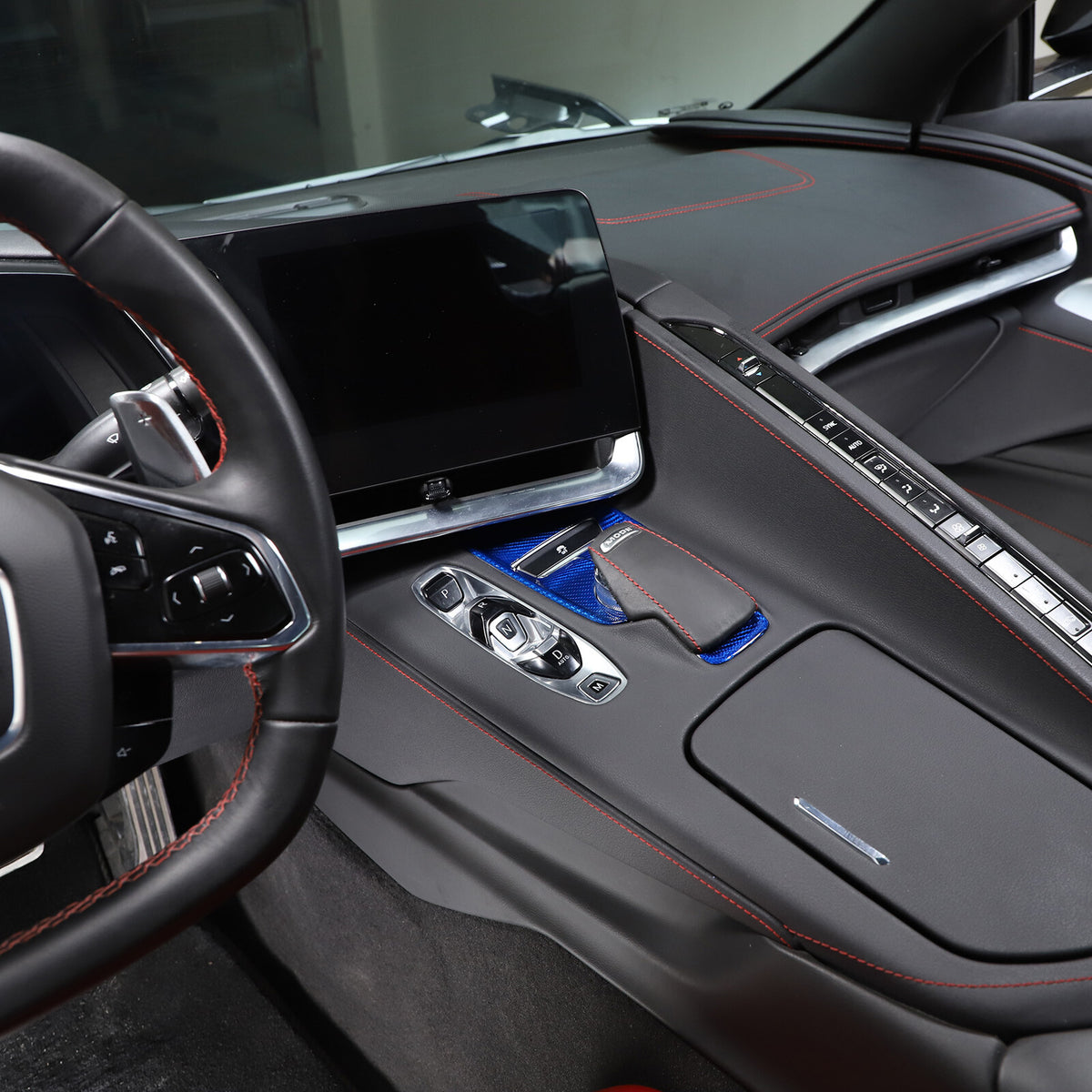 Blue Real Carbon Fiber Full Interior Set Decor Trim Kit for Corvette C8 20-25 - Variants 6-10 15