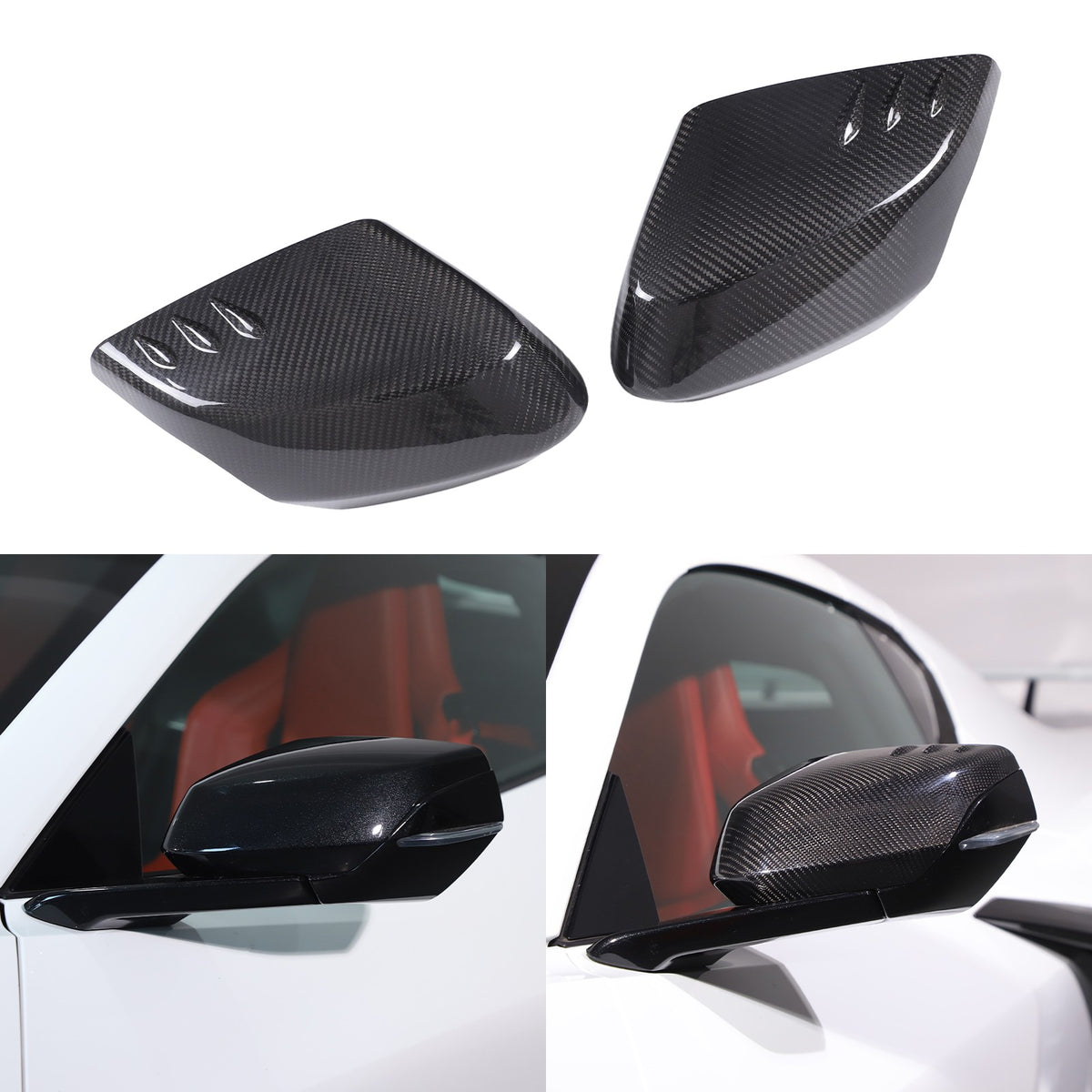 Real Carbon Fiber Side Mirror Air Duct Trim Cover For Corvette C8 2020+ US 20